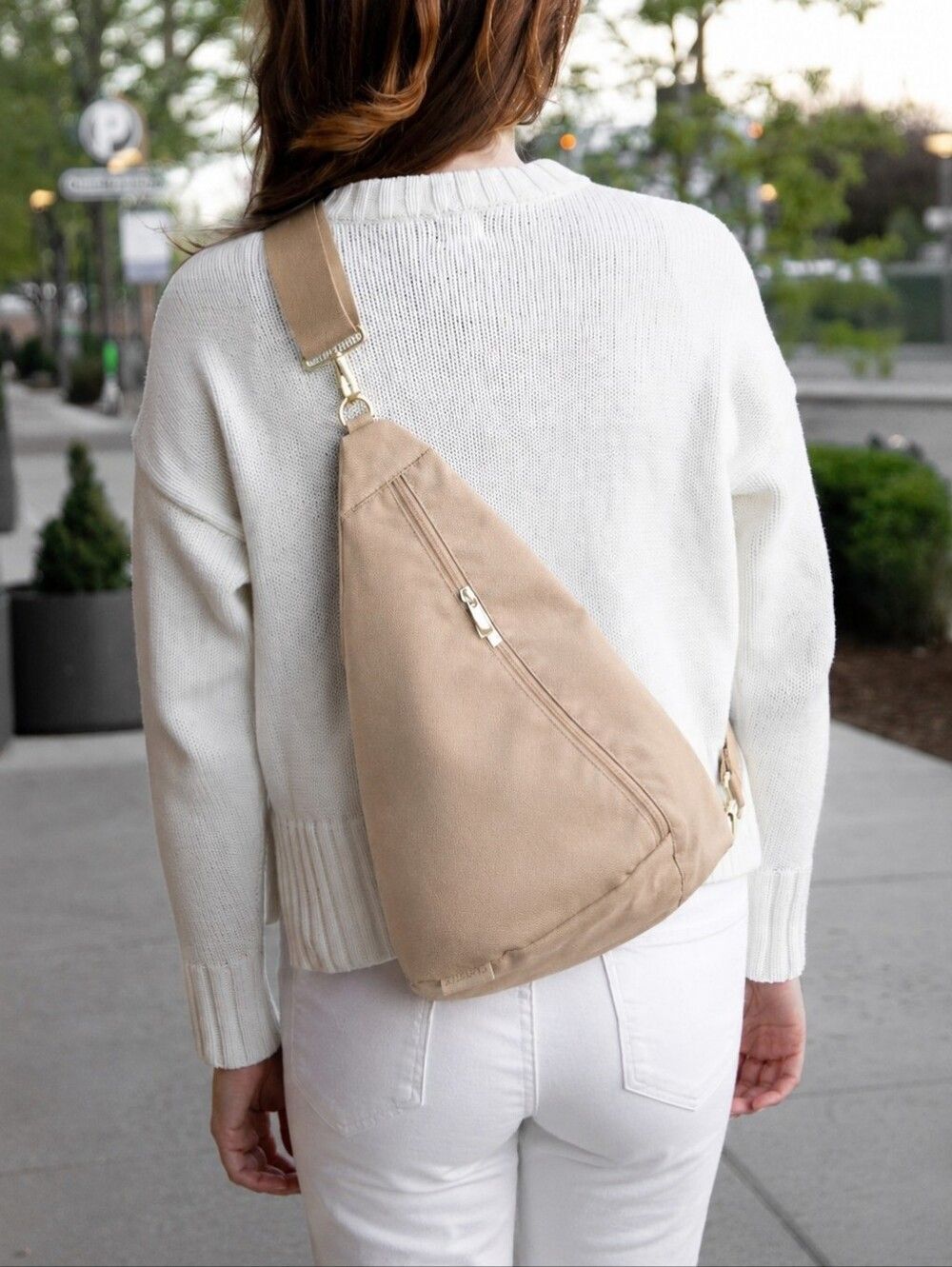 Canvelle Contour Sling Bag Women One Size Tan Minimalist Athleisure Travel